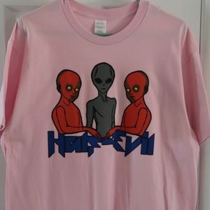 Pink half evil tee t shirt